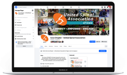 United Spinal Association of Iowa's Facebook Page, which features several small pictures of its events in the page's cover image